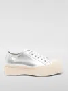 Marni Low-top Metallic Finish Sneakers With Rubber Sole In Silver