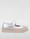 Marni Mary Jane Metallic Wrinkled Sneakers In Silber