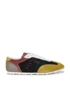 Marni Low-profile Leather Sneaker With Suede Accents In Yellow