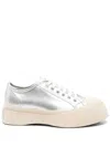 Marni Low-top Metallic Finish Sneakers With Rubber Sole In Silver