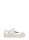 Marni Mary Jane Metallic Wrinkled Sneakers In Silver