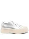 Marni Low-top Metallic Finish Sneakers With Rubber Sole In Silver