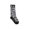 Marni Floral Pattern Ribbed Cuffs Lingerie Socks In Black