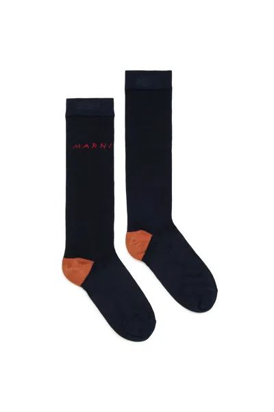 Marni Socks With Logo In Blue