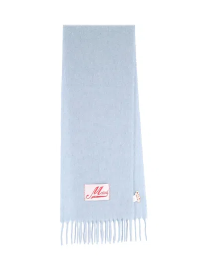 Marni Soft Alpaca Blend Scarf In Light Blue