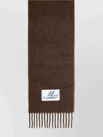 MARNI SOFT ALPACA BLEND SCARF WITH FRINGED EDGES