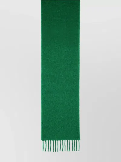 Marni Soft Alpaca Blend Scarf With Fringed Edges In Green