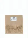 Marni Soft Rectangular Scarf With Fringed Edges And Logo Patch In Neutral