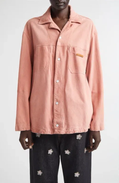Marni Soft Suede Overshirt In Pink