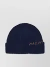 Marni Soft Wool Folded Brim Ribbed Beanie Hat