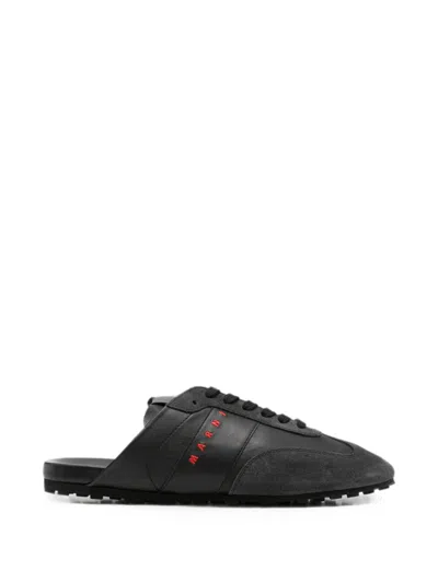 Marni Softy Socce Logo-print Leather Sneakers In Black