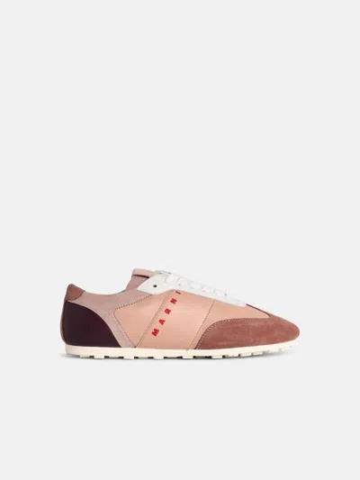 Marni 'softy Soccer' Pink Leather Sneakers In Multi