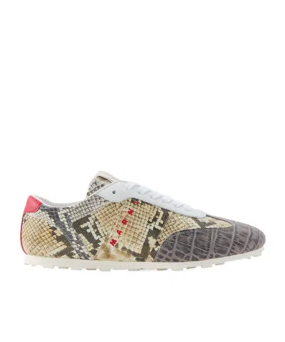 Marni Softy Soccer Round Toe Sneakers In Brown