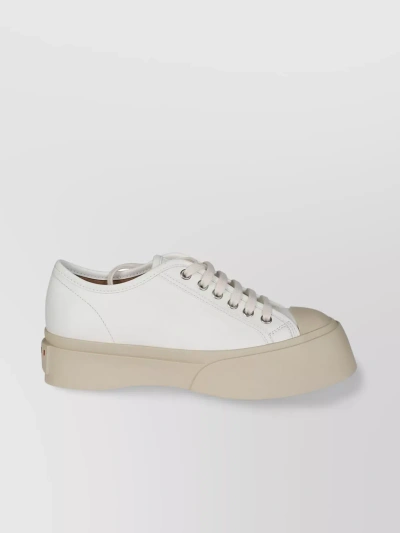 Marni Sole-boosted Round Toe Sneakers In Lily White