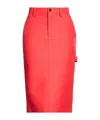 Marni Solid Canvas Midi Skirt In Red