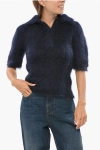 Marni Mohair Blend Short-sleeved T-shirt With Unique Design And Finish In Blue