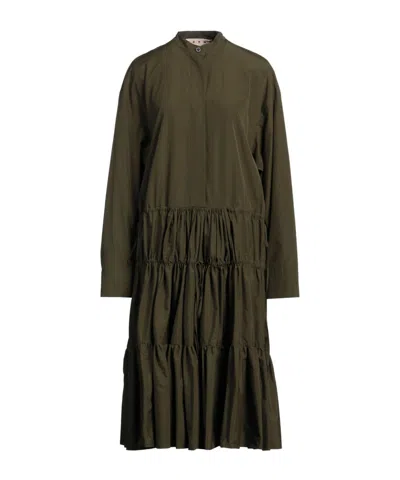 Marni Woman Midi Dress Military Green Size 10 Cotton