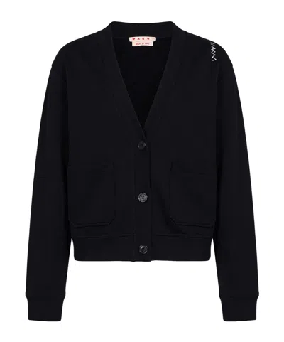 Marni Solid Color Long-sleeve Sweatshirt In Black