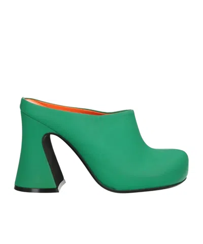 Marni Solid Color Mules In Animal Print