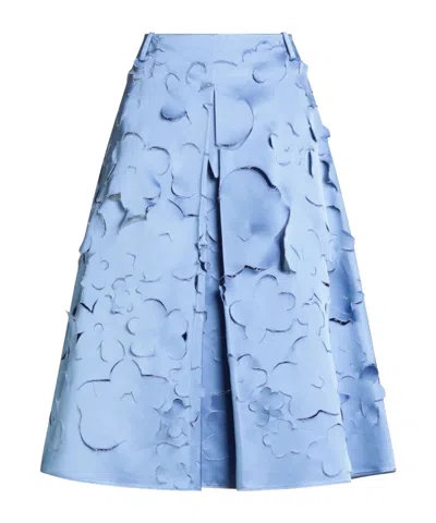 Marni Solid Color Satin Midi Skirt In Blue