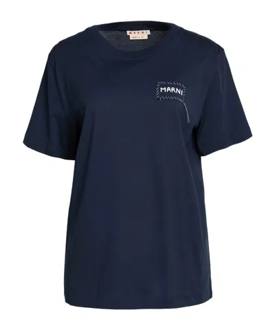 Marni Solid Color Short-sleeve T-shirt In Blue
