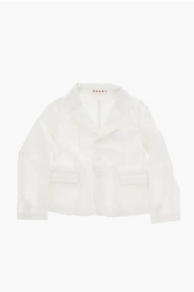 Marni Solid Color Stretch Cotton Blazer In Pink