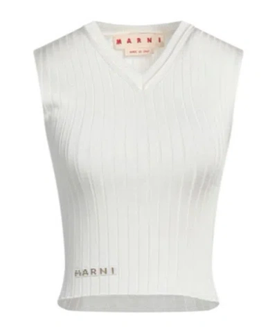 Marni Solid Color Stylish Sleeveless Tank Top In White