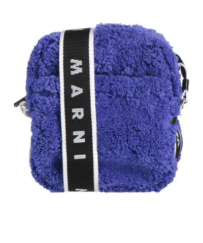 Marni Solid Color Velvet Small Bag In Blue