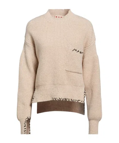 Marni Solid Color Wool Knit Sweater In Neutral