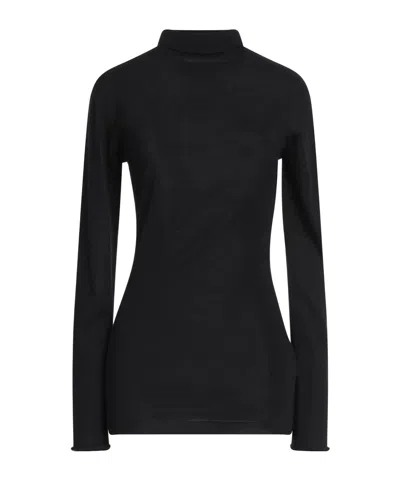 Marni Solid Color Wool Turtleneck Knit Sweater In Black