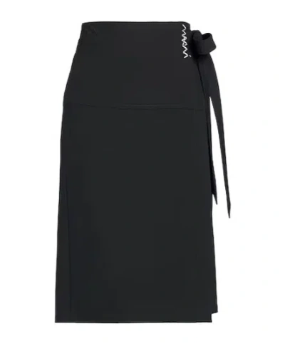 Marni Solid Crepe Wrap Skirt In Black