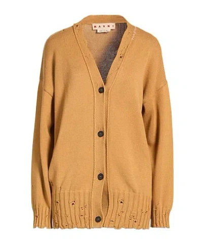 Marni Solid Knit Cardigan In Brown