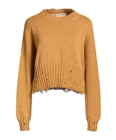 Marni Solid Lightweight Knit Sweater In Yellow