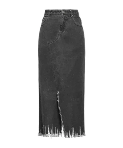 Marni Solid-color Denim Pencil Skirt In Gray