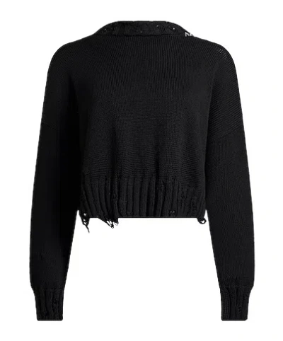 Marni Solidcolor Mediumweight Knit Sweater In Black