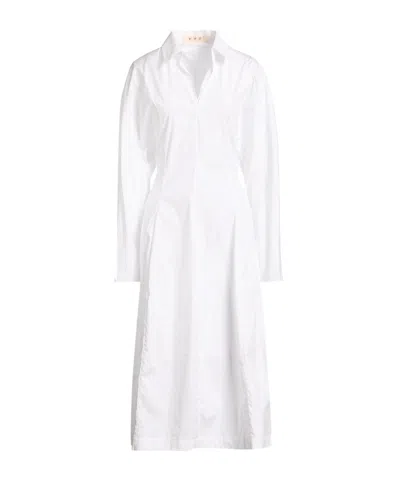 Marni Solid-color Seersucker Dress In White