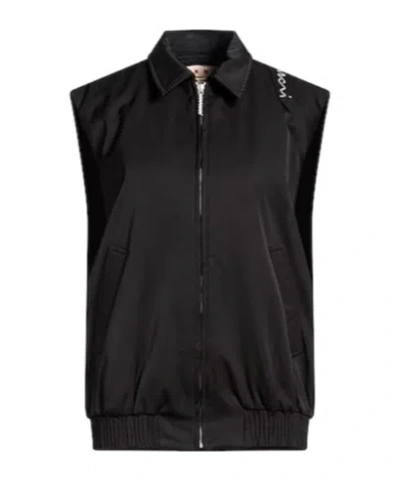 Marni Solid-color Sleeveless Jacket In Black