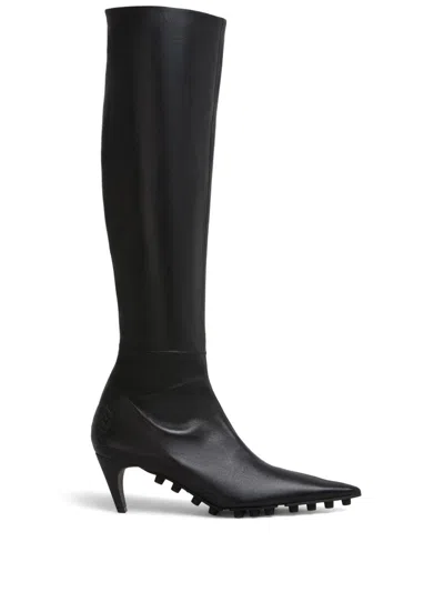 Marni Spike Leather Knee-high Boots In Black