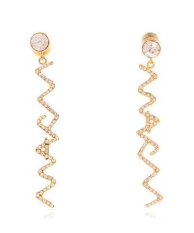Marni Logo-lettering Earrings In Yellow