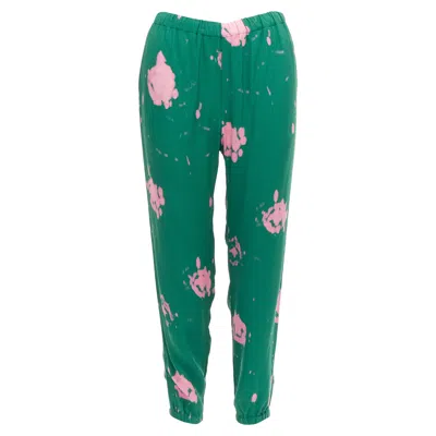 Marni Splatter Tie Dye Print Elasticated Casual Pants In Green
