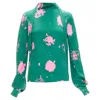 Marni Splatter Tie Dye Print Tie Neck Long Sleeve Blouse In Green