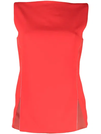 Marni Split Cady Top In Red