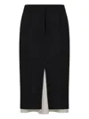 Marni Black Wool Midi Skirt With Visible Lining In Black