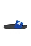 Marni Sponge Slide Slippers With Maxi Logo In Blue