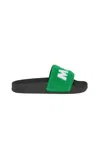 Marni Sponge Slide Slippers With Maxi Logo In Green