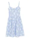 Marni Sprayed Roses-print Poplin Dress In Blue