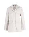 Marni Spread Collar Flap Pocket Jacket In Off White Wool Polyester Blend In White