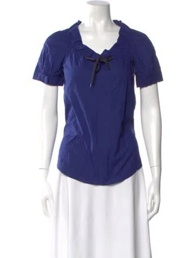 Pre-owned Marni Square Neckline Short Sleeve Blouse In Blue