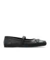 Marni Black Ballerinas With Embossed Bow Detail On The Front In Leather Woman In Black