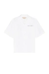 Marni White Organic Poplin Bowling Shirt With Logo In Lily White.
